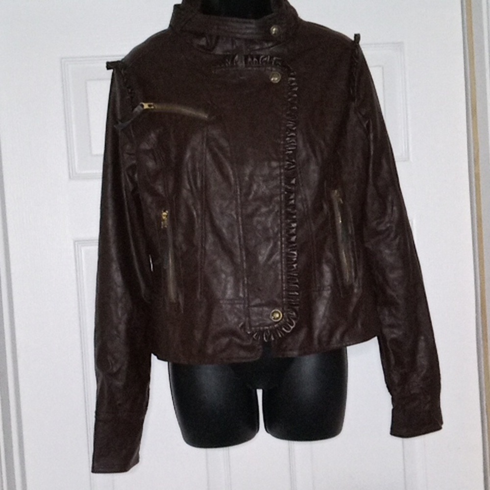 Apple Bottoms, L/9, brown faux leather jacket